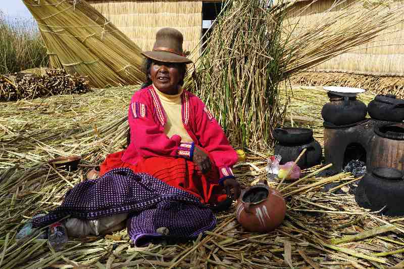 Uros, Schwimmende Inseln, Titicacasee, Peru, 09./10.2008